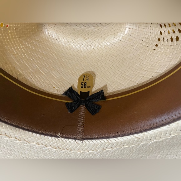 Biltmore Western Michigan Gold Feather Hat Band Straw Cowboy Hat Sz 7 1/4 (58) - Picture 9 of 12